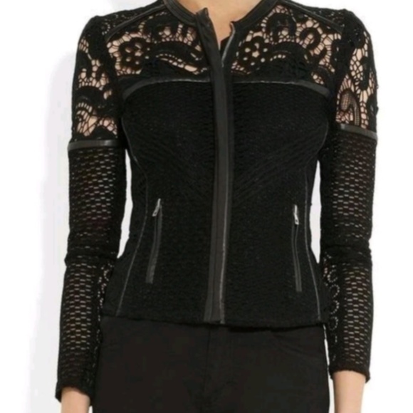 IRO Lewis Leather Lace Crotchet Jacket - Picture 1 of 11